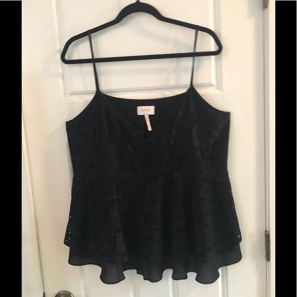 Laundry Lace spaghetti strap peplum top